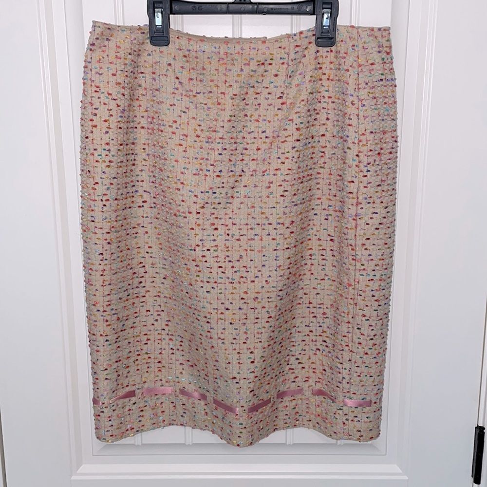 Maggy London vintage confetti skirt with satin ribbon detail and hidden back zip